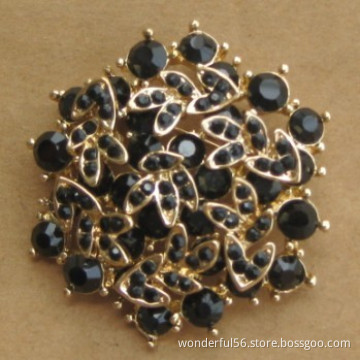 black crystal vintage jewel brooches